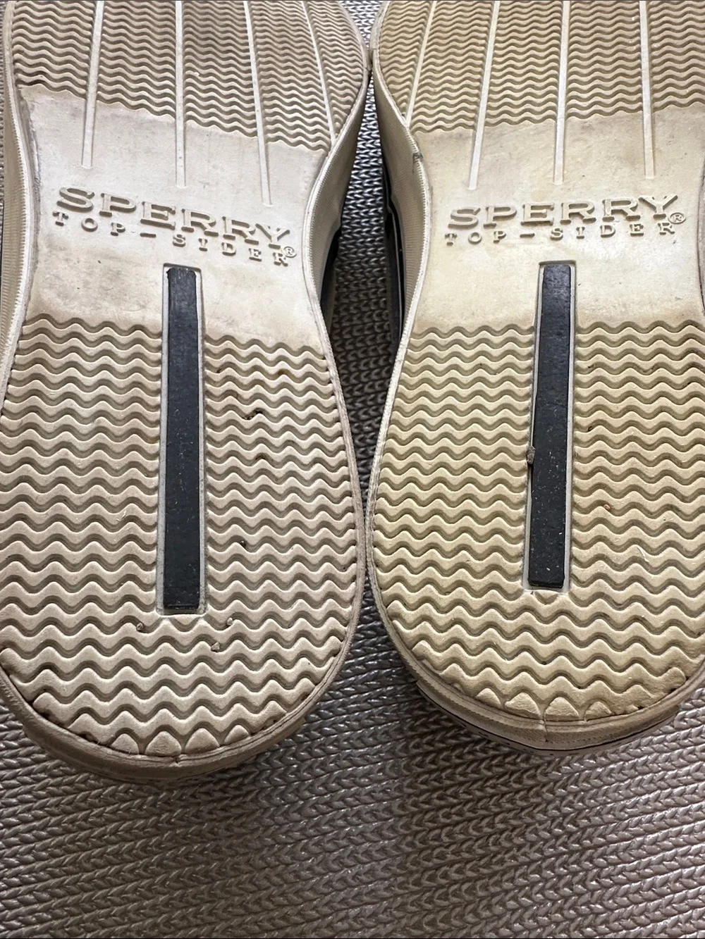 Sperry Two-Tone Canvas Boat Shoes in Navy and olive green